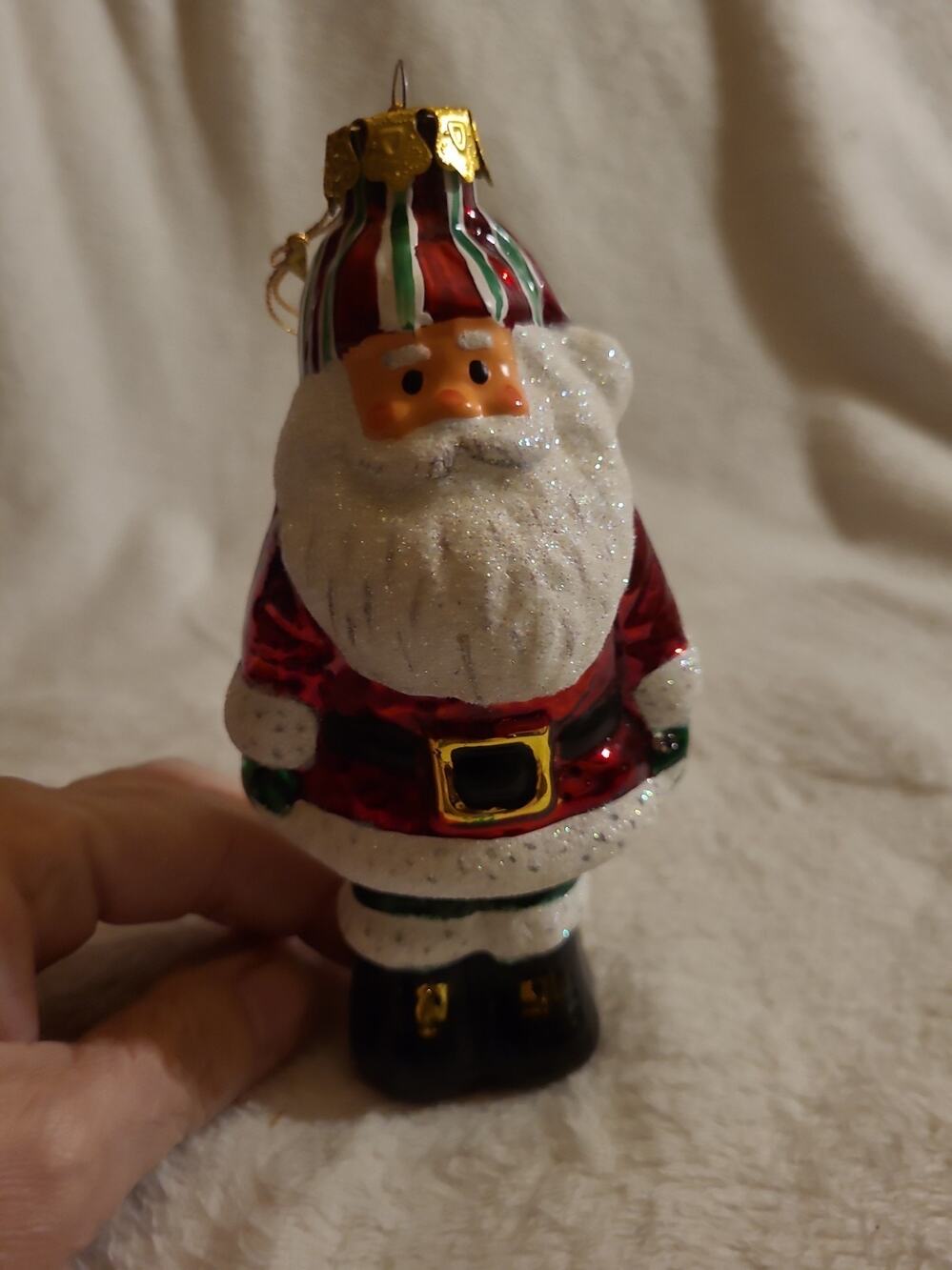 intage Christopher Radko GLASGOW SANTA Glass Christmas Ornament Red Glitter